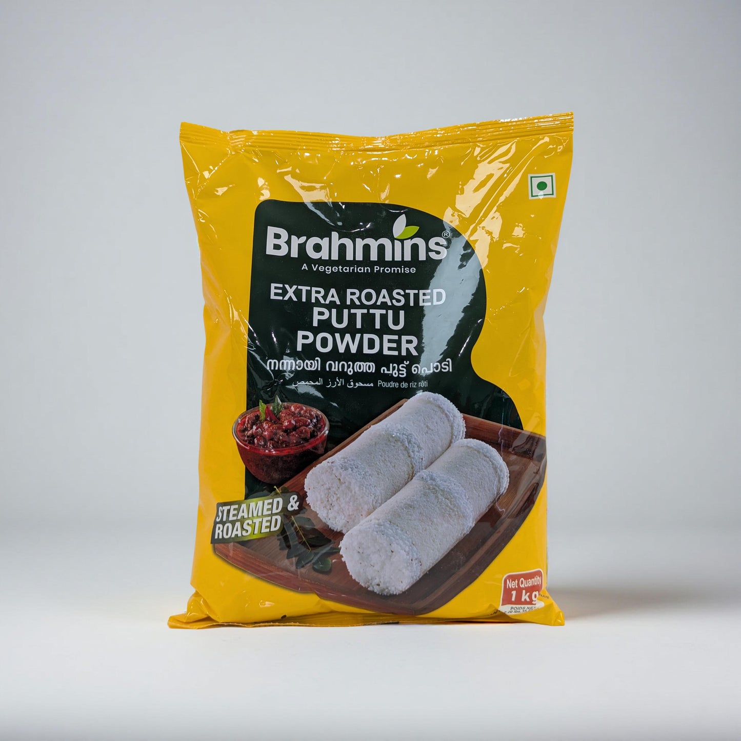 Bag of Brahmins Extra Roasted Puttu Powder on a white background