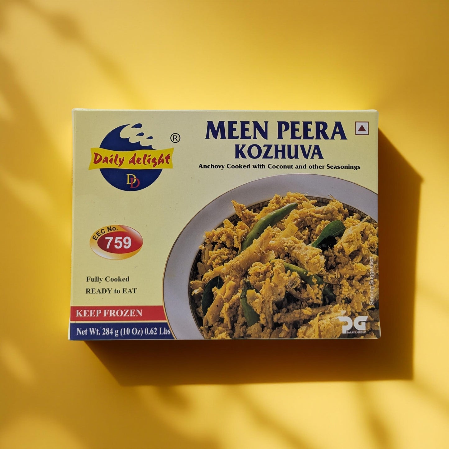 Box of Daily Delight Meen Peera Kozhuva on a yellow background
