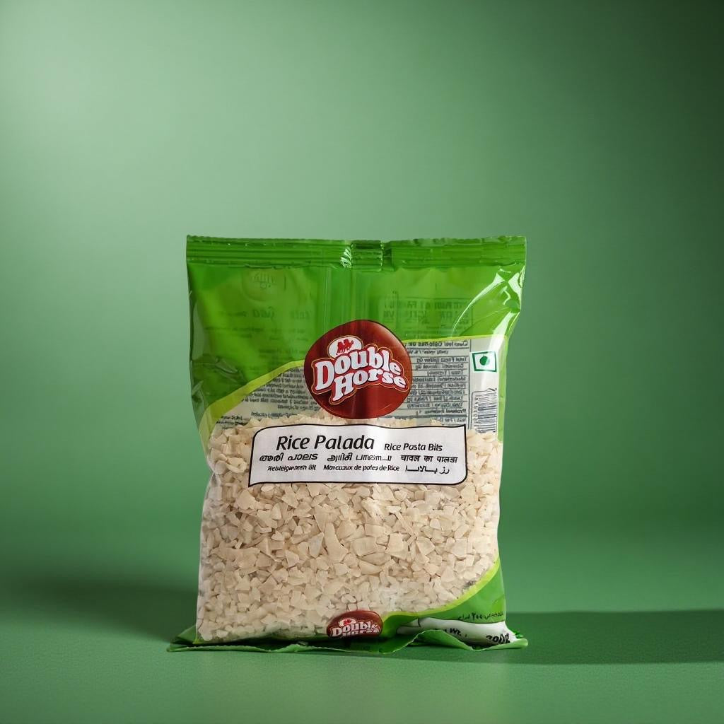 Packaged rice product with Double Hope branding on a green background