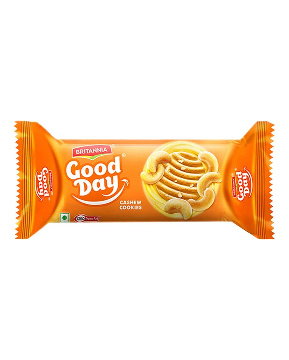 Britannia Good Day Cashew Cookies packaging on a white background