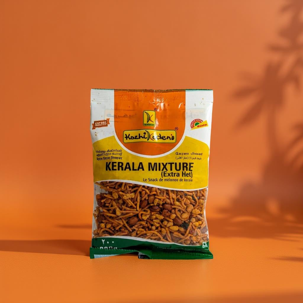 Packaged Kerala Mixture on an orange background