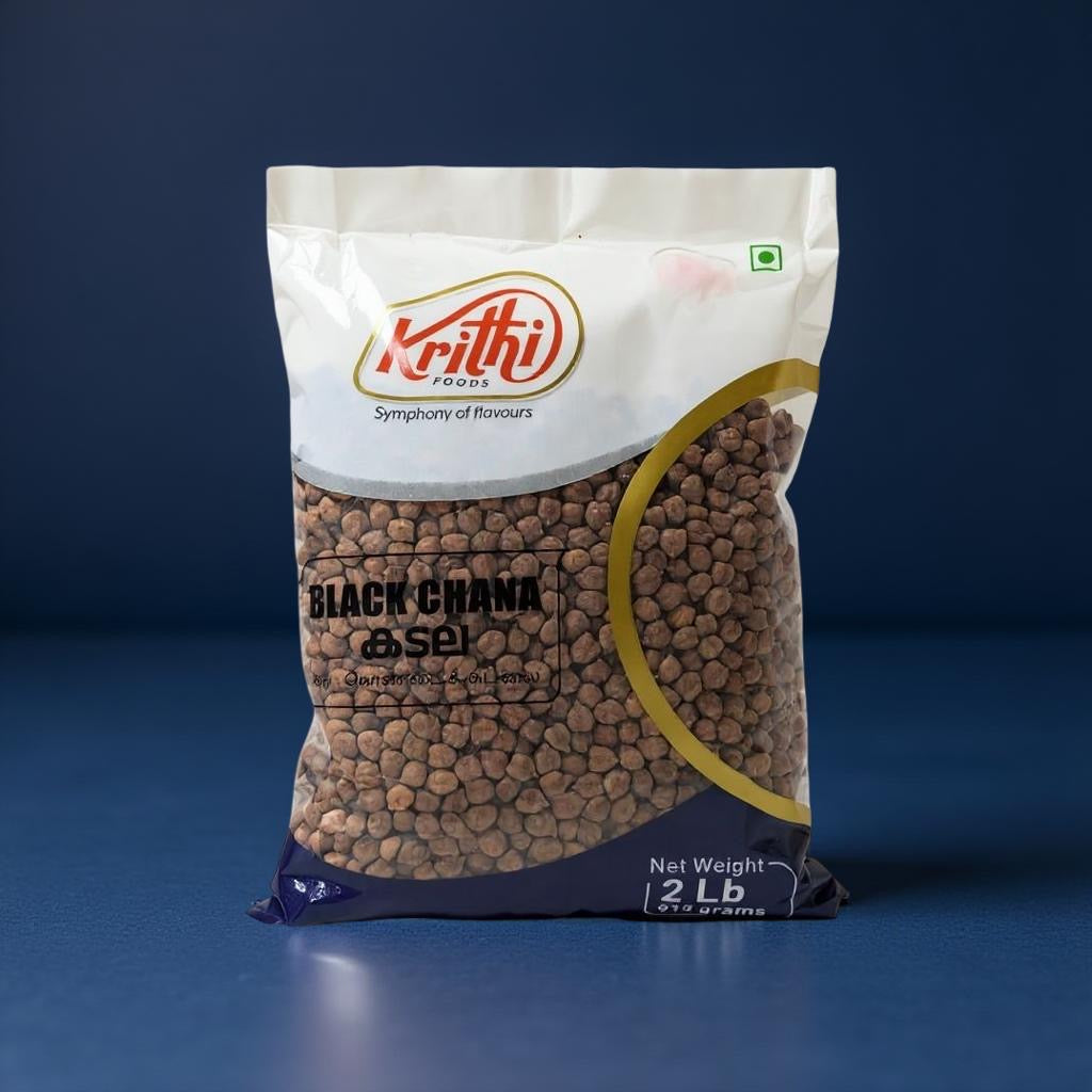 Bag of Kritti Black Chana on a blue background