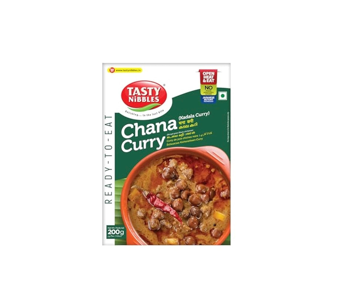 Tasty Nibbles Chana Curry packaging on a white background