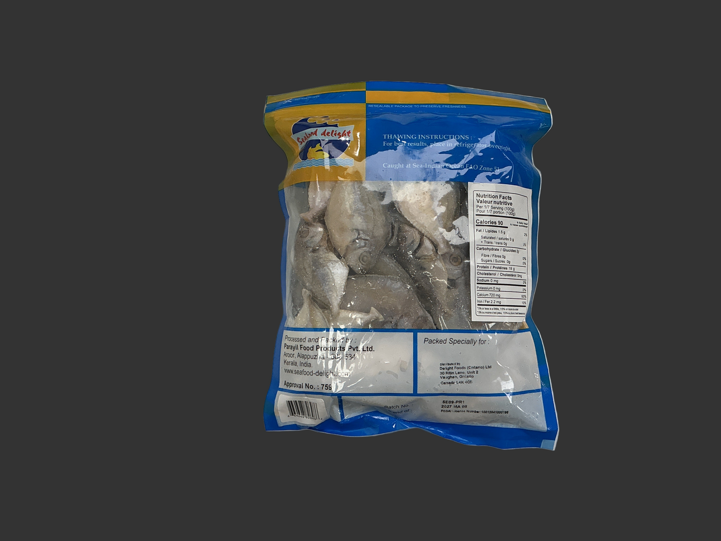 Seafood Delight frozen Silver Belly (Mullan)-700 gm