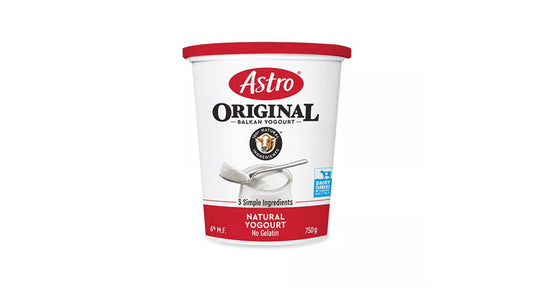 Astro Original Natural Yogurt container on a white background