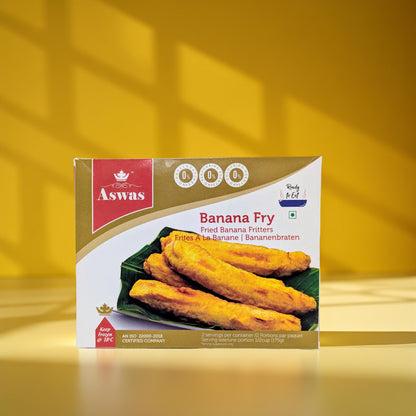Box of Aswas Banana Fry on a yellow background