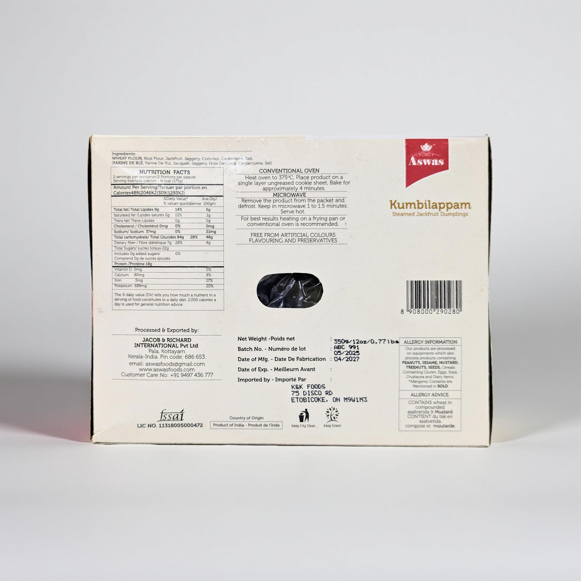 Back of a food packaging box with text and branding on a white background