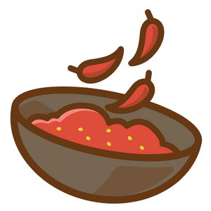 Illustration of a bowl of chili with beans on a transparent background