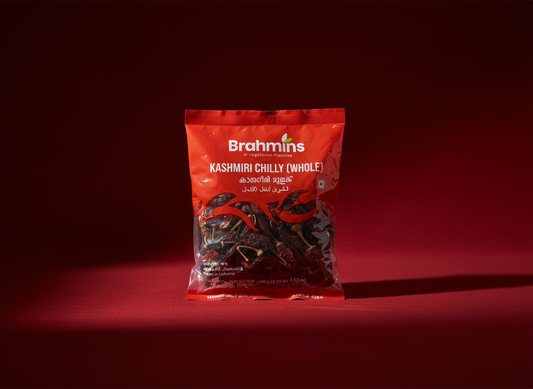 Bag of Brahmins Kashmiri Chilly on a red background