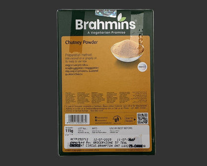 Brahmins Chana Masala Powder package on a marble surface