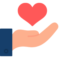 Hand holding a red heart symbol