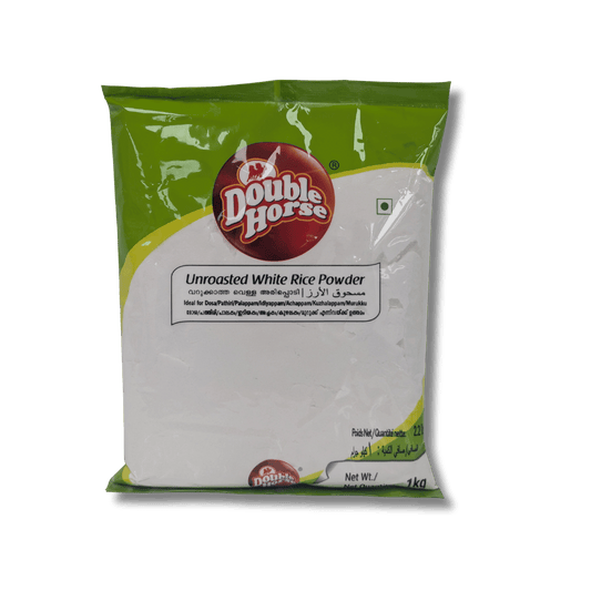 Bag of Double Horse Unroasted White Rice Powder on a white background