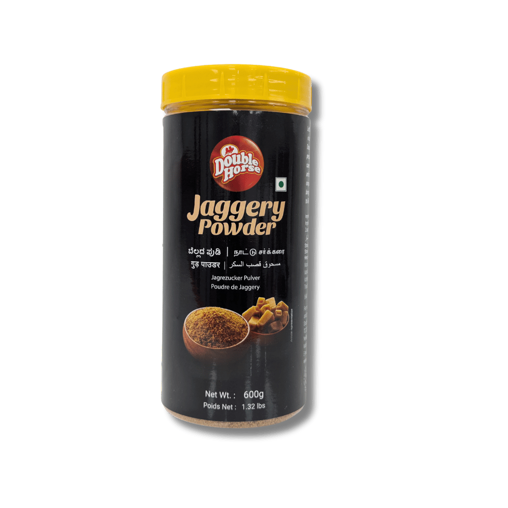 Container of Double Horse Jaggery Powder on a transparent background