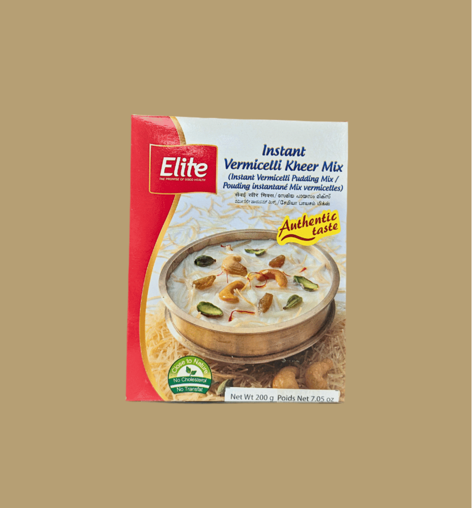Elite Instant Vermicelli Kheer Mix packaging on a beige background