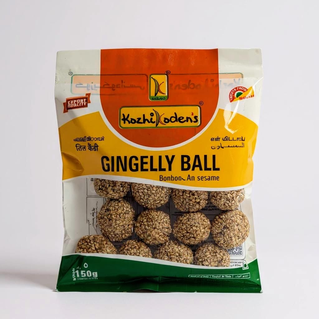 Kozhi Koden's Gingelly Ball packaging on a white background