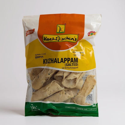 Kozhikoden's Kuzhalappam salted snack package on a white background