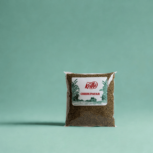 Kritti Cherupayar product packaging on a green background