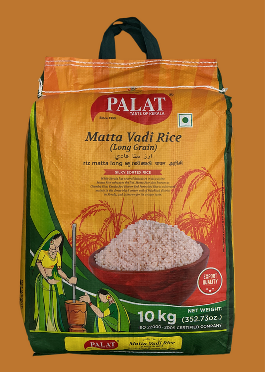 Palat Matta Vadi Rice packaging on a brown background