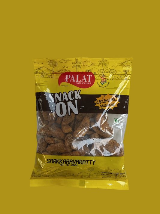 Packaged snack with 'Palat' branding on a yellow background