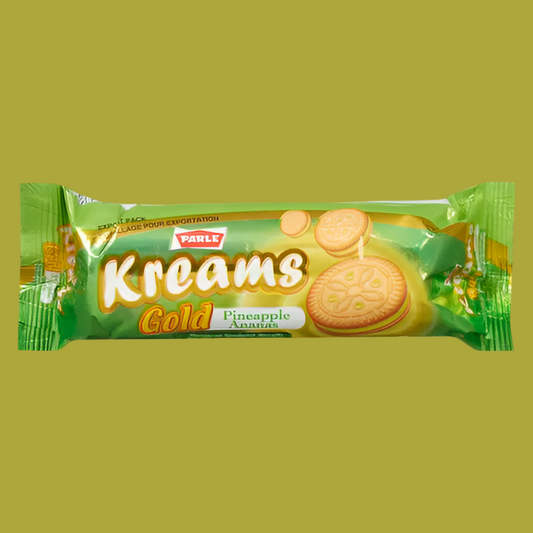 Packaged cookies with green packaging featuring the brand name 'Kreams'.