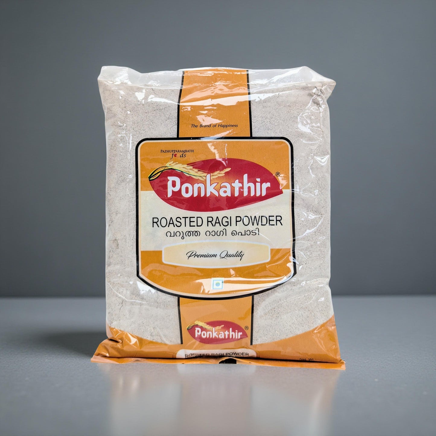 Ponkathir roasted ragi powder package on a gray background