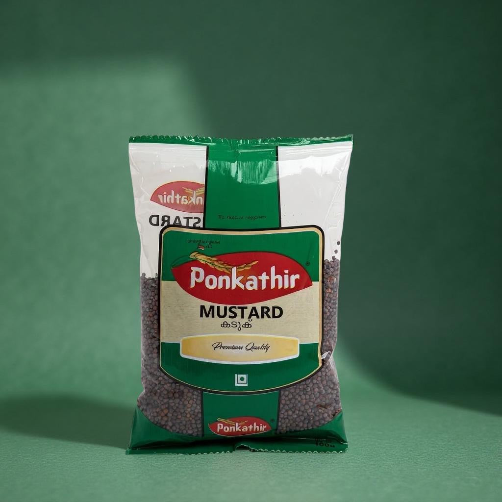 Ponkathir Mustard package on a green background