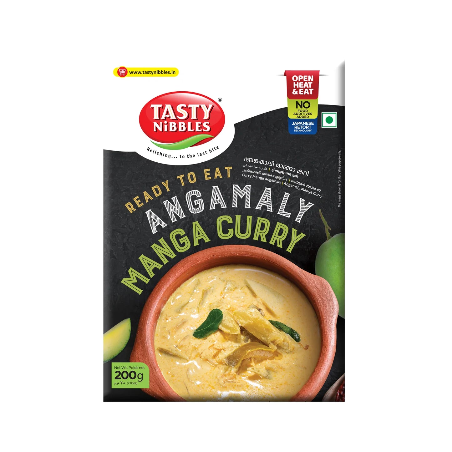 Tasty Nibbles Angamaly Manga Curry packaging on a white background