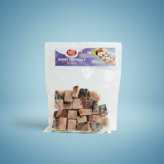Tasty nibbles frozen giant trevally fish curry cut-600 gm